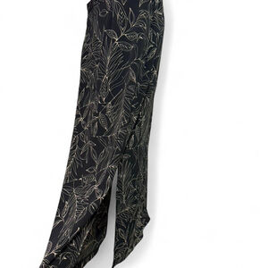 Vintage Black and gold leaf print maxi skirt by BRIGGS